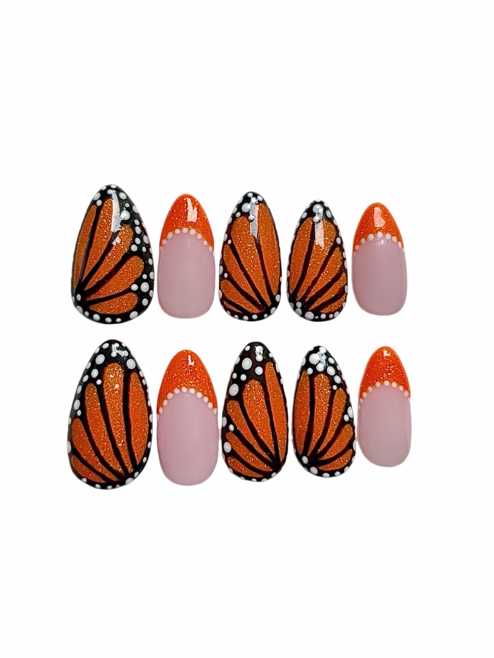 Butterfly Orange Press-On Nail Set - Women Accessories